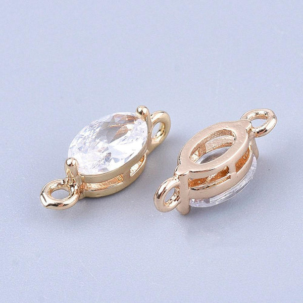 Pendentif goutte doré 24 carats zircon blanc 11x4mm, x5 (G3631)