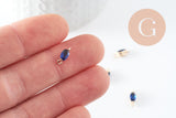 Pendentif goutte doré 24 carats zircon bleu,pendentif cristal, pendentif doré cristal, 11x4mm, x5 G3918