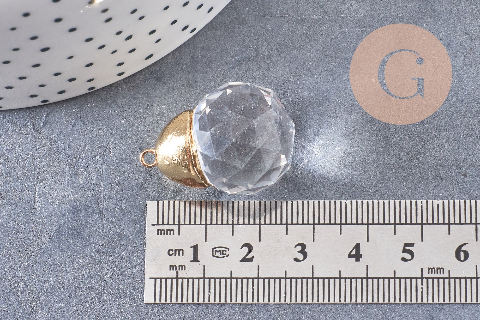 Pendentif goutte doré cristal transparent facettes,pendentif cristal, pendentif doré,création bijoux,30mm, x1 G4651