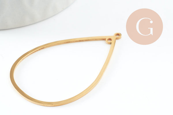 Pendentif goutte évidé acier 201 inoxydable dore 42mm, x1 (G9521)