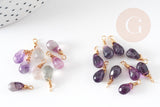 Pendentif goutte fluorite violette,pendentif bijoux, pendentif pierre, fluorite naturelle,16mm, x1 (G4438)