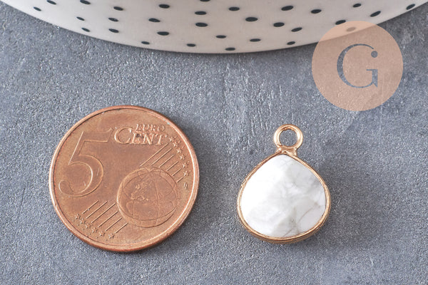 Pendentif goutte howlite blanche, fournitures créatives,pendentif bijoux,pendentif pierre,howlite naturelle,pendentif howlite,18mm-(G0978)