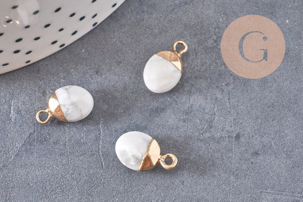 Pendentif goutte howlite blanche, pendentif bijoux,pendentif pierre,howlite naturelle,pendentif howlite,14mm, x 2,(G0080)