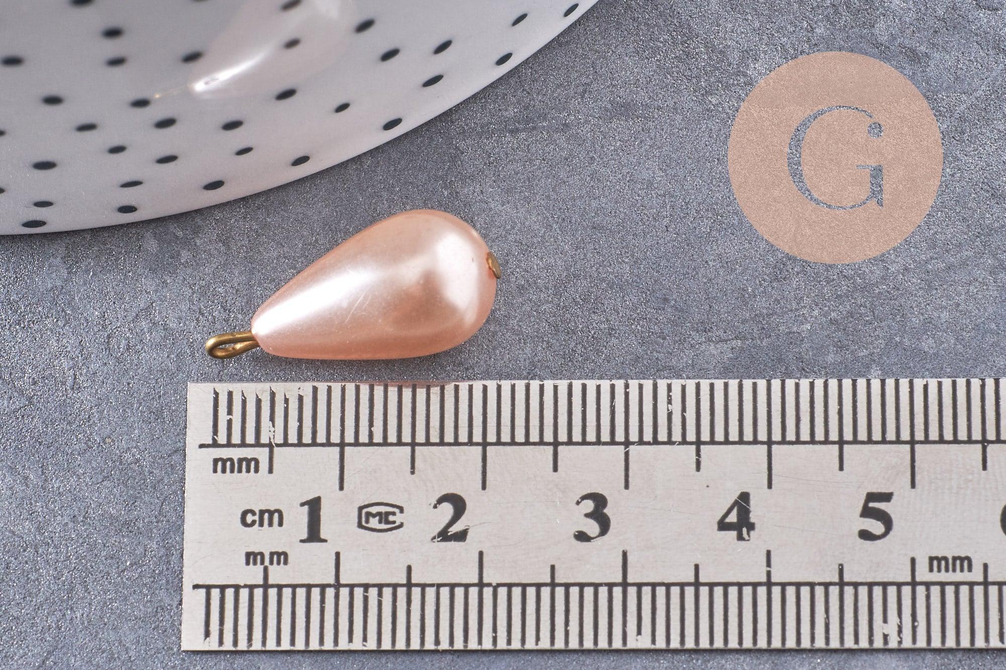 Pendentif goutte imitation perle rose cuivre 21mm, x1 (G10150)