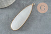 Pendentif goutte jade blanc doré 58mm, pendentif pendentif pierre naturelle, x1 G6289