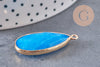 Pendentif goutte jade bleu doré, pendentif jade, pendentif pierre,jade naturel, jade teinté bleu,33mm, x1 G5224