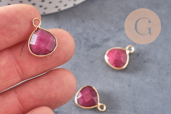 Pendentif goutte jade bordeau,pendentif bijoux, pendentif jade,pendentif pierre,jade naturel, pendentif jade, 18mm, x1 G3378