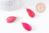 Pendentif goutte jade naturel rouge doré 33mm, x1 (G10109)