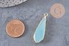 Pendentif goutte jade naturel vert turquoise doré 36mm, x1 (G2724)