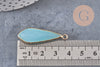 Pendentif goutte jade naturel vert turquoise doré 36mm, x1 (G2724)