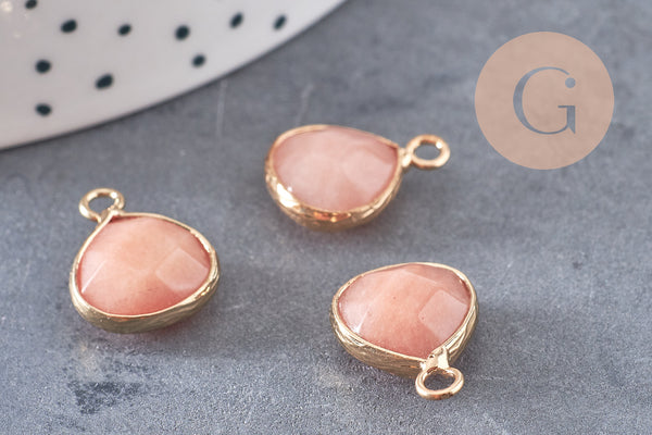 Pendentif goutte jade orange corail,pendentif bijoux, pendentif jade,pendentif pierre,jade naturel, pendentif jade,18mm-G1953