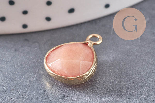 Pendentif goutte jade orange corail,pendentif bijoux, pendentif jade,pendentif pierre,jade naturel, pendentif jade,18mm-G1953