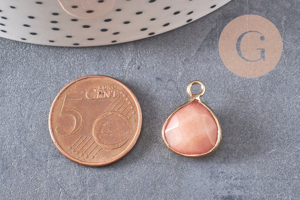 Pendentif goutte jade orange corail,pendentif bijoux, pendentif jade,pendentif pierre,jade naturel, pendentif jade,18mm-G1953