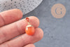 Pendentif goutte jade orange doré, fournitures créatives, pendentif pierre,jade naturel, jade jaune teinté,17-19mm, x1 G3367