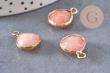 Pendentif goutte jade rose corail,pendentif bijoux, pendentif jade,pendentif pierre,jade naturel, pendentif jade,18mm, x1 G5172