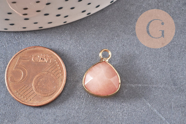 Pendentif goutte jade rose corail,pendentif bijoux, pendentif jade,pendentif pierre,jade naturel, pendentif jade,18mm, x1 G5172