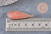 Pendentif goutte jade rose facettes doré,pendentif jade, pendentif pierre,jade naturel, jade teinté rose,31mm, x1 G1774