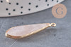 Pendentif goutte jade rose facettes doré,pendentif jade, pendentif pierre,jade naturel, jade teinté rose,31mm, x1 G2458