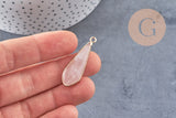 Pendentif goutte jade rose facettes doré,pendentif jade, pendentif pierre,jade naturel, jade teinté rose,31mm, x1 G2458