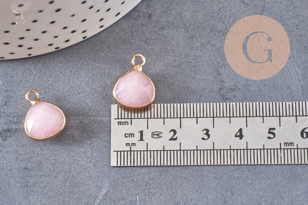 Pendentif goutte jade rose,pendentif bijoux, pendentif jade,pendentif pierre,jade naturel, pendentif jade,18mm, x1 G1697