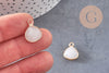 Pendentif goutte jadenaturel teinté blanc laiton doré 18mm, pendentif bijoux pierre naturelle x1 G0789