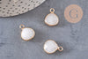 Pendentif goutte jadenaturel teinté blanc laiton doré 18mm, pendentif bijoux pierre naturelle x1 G0789