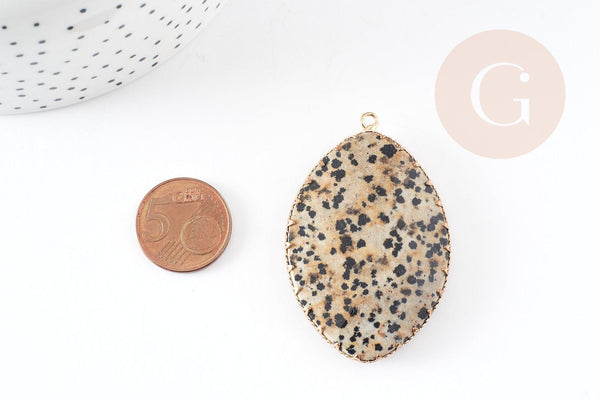 Pendentif goutte jaspe dalmatien pendentif pierre,bijou pierre,pendentif pierre,jaspe naturel,pendentif jaspe,55mm, x1, G0074