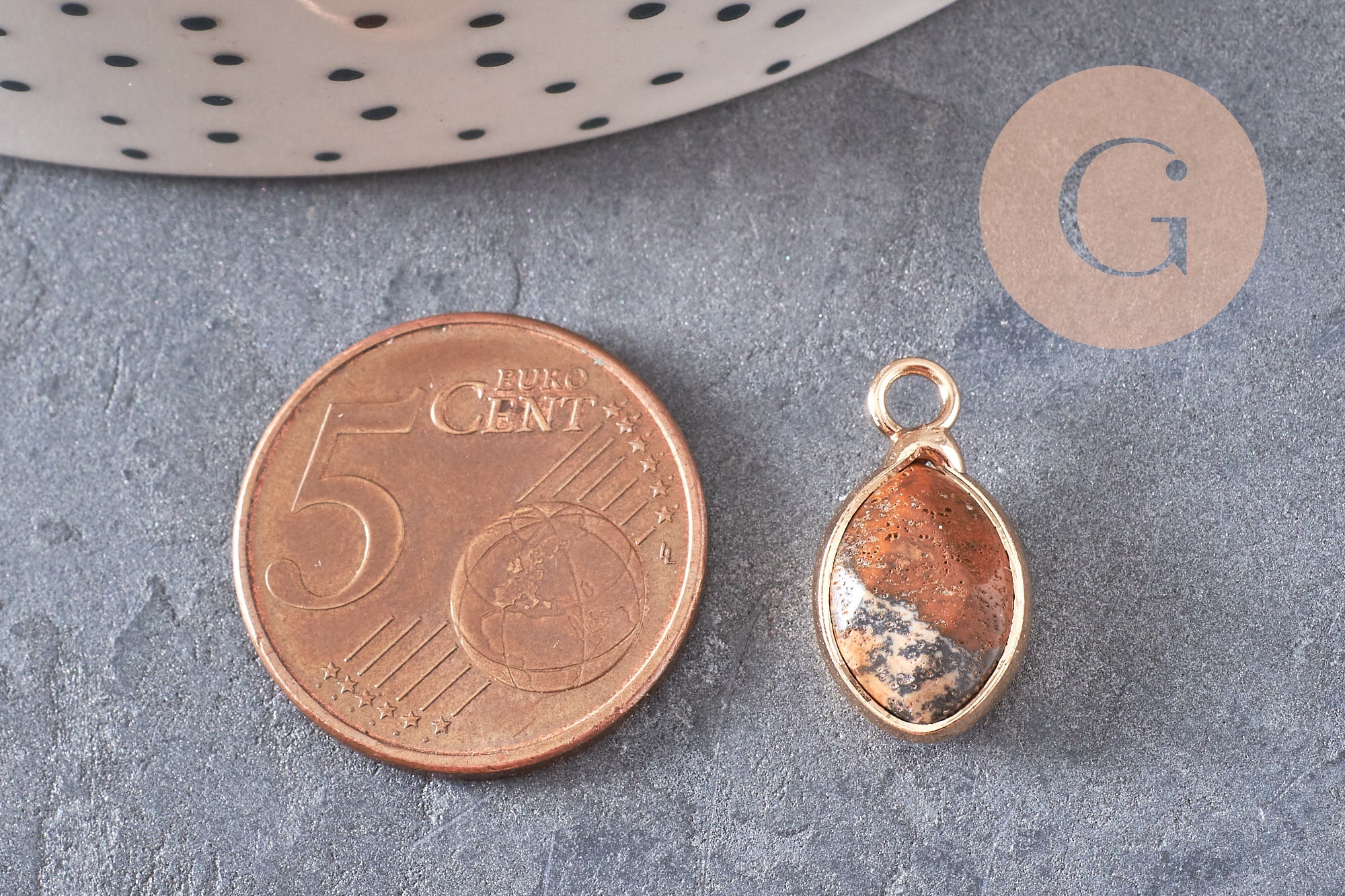 Pendentif goutte jaspe paysage facettes,pendentif pierre,bijou pierre,pendentif pierre, jaspe naturel,17mm, x1 G5236