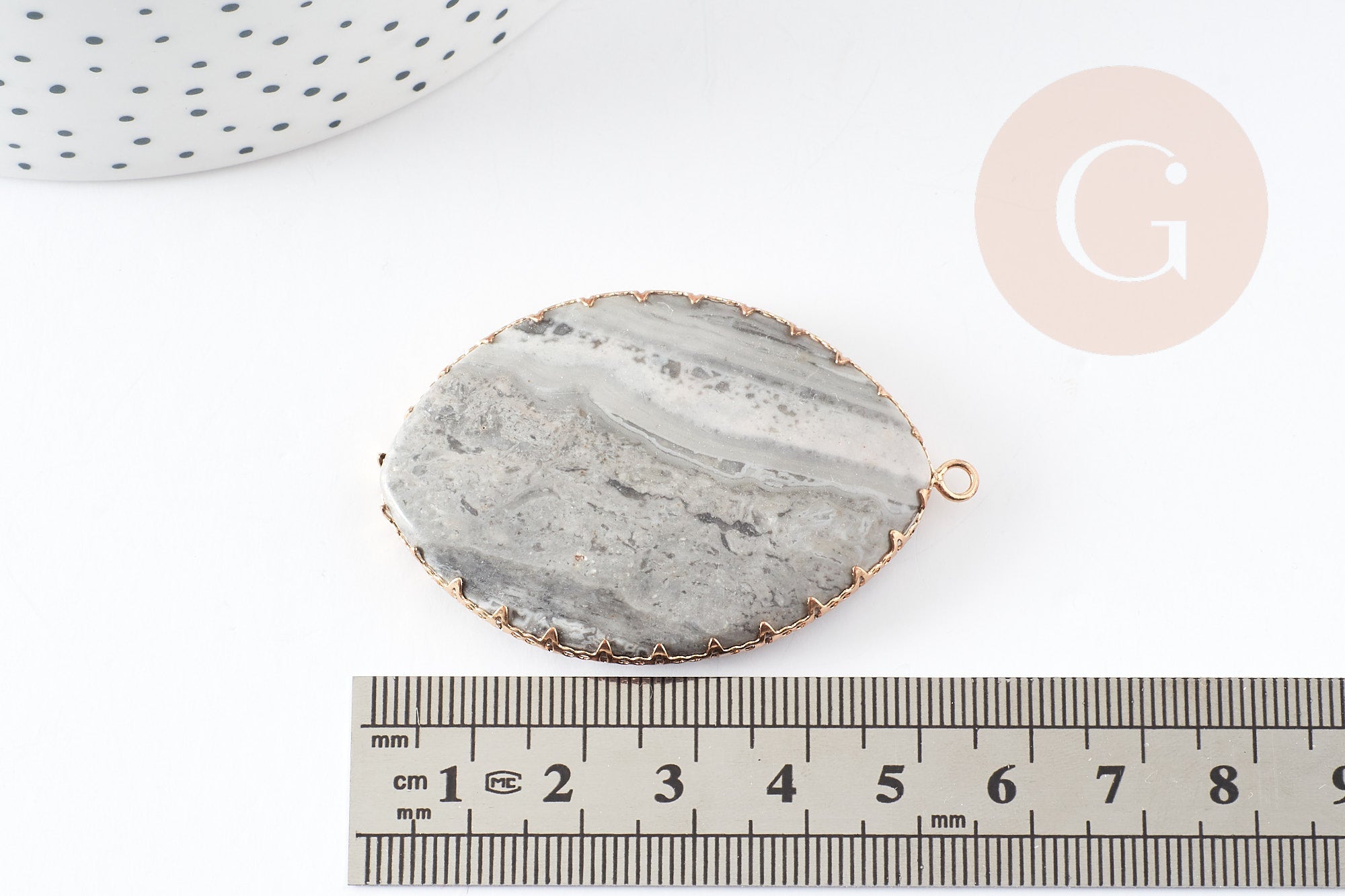 Pendentif goutte jaspe zèbre naturel 55mm, x1 (G1448)