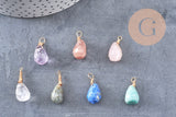 Pendentif goutte labradorite amazonite améthyste lapis naturel 16mm, x1 (G4439)