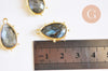 Pendentif goutte labradorite laiton doré 22.5mm,pendentif bijou pierre, labradorite naturelle, x1 (G6323)