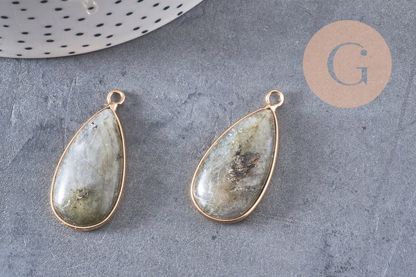 Pendentif goutte labradorite naturelle 33mm, Pendentif création bijoux pierre, x1, G1470