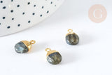 Pendentif goutte labradorite naturelle argent 925 doré 18K 9mm, x1, G7719