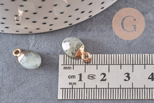 Pendentif goutte labradorite,pendentif pierre,bijou pierre,pendentif pierre, labradorite naturel,pendentif labradorite,14mm,x 2, (G0028)