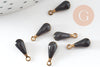 Pendentif goutte laiton brut émail noir, laiton doré, pendentif goutte, 11mm, x10 G0807