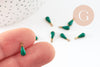 Pendentif goutte laiton brut émail vert, fournitures créatives, laiton doré, pendentif goutte,11mm, x10 G0809