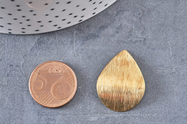 Pendentif goutte laiton doré brossé, breloques laiton brut ,pendentif bijoux,sans nickel, géométrique,28mm, x1 (G2877)
