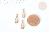 Pendentif goutte laiton doré zircons rose clair 17,5mm, pendentif création bijoux, x1 G8084