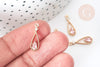 Pendentif goutte laiton doré zircons rose clair 17,5mm, pendentif création bijoux, x1 G8084