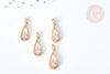 Pendentif goutte laiton doré zircons rose clair 17,5mm, pendentif création bijoux, x1 G8084