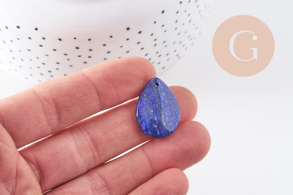 Pendentif goutte lapis lazulis naturelle 25.5mm, x1 (G10076)