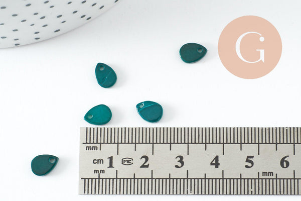 Pendentif goutte nacre bleu-vert naturelle, perle goutte,nacre naturelle,coquillage rose,8mm, X10 G0274