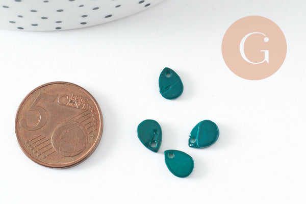 Pendentif goutte nacre bleu-vert naturelle, perle goutte,nacre naturelle,coquillage rose,8mm, X10 G0274