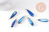 Pendentif goutte nacre naturelle bleue doré,nacre bleu ,bijou nacre,coquillage bleu, x1 (G3098)