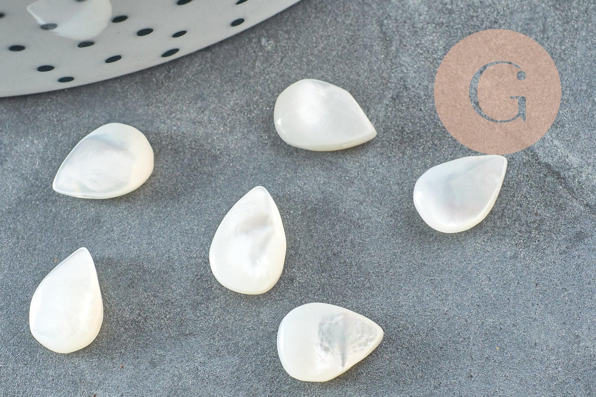 Pendentif goutte nacre naturelle,perle goutte,nacre naturelle,coquillage noir,création bijoux,9.5mm, x5 G6691