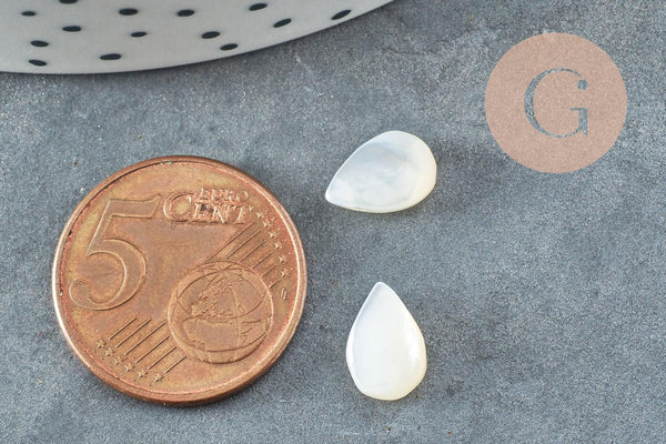 Pendentif goutte nacre naturelle,perle goutte,nacre naturelle,coquillage noir,création bijoux,9.5mm, x5 G6691