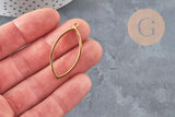 Oblong Teardrop Pendant, 304 Stainless Steel, IP Gold Plated, Open Back, 38mm, x1 (G11252)