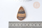 Pendentif goutte œil de tigre doré 45mm, pendentif pierre œil de tigre naturel, x1 (G7938)