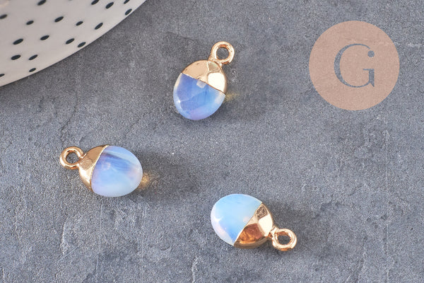 Pendentif goutte opalite fer doré 14mm, x2 (G0052)