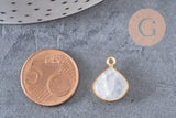 Pendentif goutte pierre de lune naturelle scuptée argent 925 doré 18K 14mm, x1 (G10841)